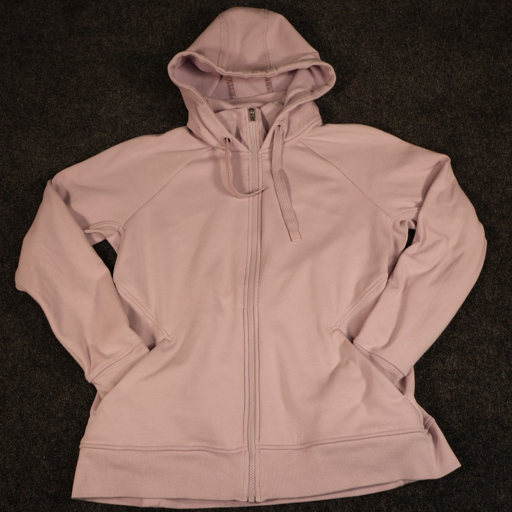 Athleta Triumph Hoodie Lavender Purple Full Zip Fleece Sweatshirt Womens Large